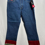 NWT VTG Y2K Jeans Artsy Boho Patchwork Retro Deadstock Mid Rise Size 7/8 Hippie Blue Size M Photo 0
