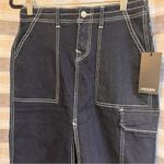 True Religion Darkwash Denim Cargo Maxi Skirt Size 26 Photo 2