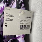Apostrophe Tropical Floral Palm Tree Mini Skirt Size Medium Purple Black Office Photo 8