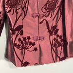 Vintage Dark Red Velvet Floral Mixed Media Button Up Tradition Chinese Jacket Size M Photo 2