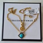 NWT Freida Rothman 14K Gold 925 Silver Turquoise Necklace With Cz Accents Blue Photo 5