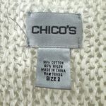 Chico's  | 2 | Ivory Crochet Knit Slouchy One-Button Long Sleeve Cardigan Sweater Photo 1