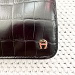Etienne Aigner Black Croc Embossed Crossbody Convertible Multi Pocket Wallet Photo 3