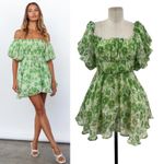 Hello Molly Challenge Your Faith Dress Puff Sleeve Floral Print Green Size US 2 Photo 1