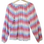 J.Crew Shirt Women Size XS Pink blue Puffy Balloon Sparkle Western Boho Preppy Photo 1