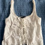 ZARA White Eyelet Tie Front Top Photo 0