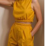 Sézane  Abella Linen-Blend Blouse, Yellow, FR36/US4 Photo 3