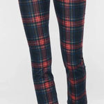 Pam & Gela Tartan Plaid Slim Crop Pant Red Multi Size 25 Photo 0