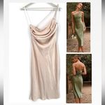 Billy J Josephina Dress Cowl One Shoulder Spaghetti Strap Champagne Slip Size 8 Photo 7