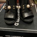 Karl Lagerfeld  Black Heeled Boots with Pearl Accents Photo 2