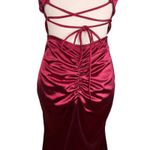 Windsor  Satin Lace Up Strappy Dress Medium Wine Red Photo 13
