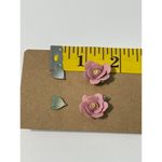 Vintage 90s Stud Earrings Set Flower Heart Pink‎ Pink Photo 4