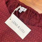 Lena & Lou Deep Red Woven Empire Waist Babydoll Midi Dress Puff Sleeves 1X New Photo 11