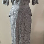 Adrianna Papell  Lace Dress Gown Grey/Grayish Blue Mother of the Bride Size 2 Photo 0