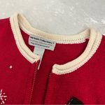 Red medium Holiday Christmas Collection 2004 Snowman embroidery Zip up Sweater Photo 12
