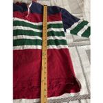 Vintage Contrasts size XL women’s rugby hooded shirt. Red Photo 4