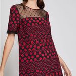 BCBGeneration Dress Womens Mixed Media Red Black Floral Lace Photo 2