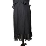 Lulus  Black Sleeveless Ruffled Midi Dress Size‎ L Ruched Flutter Whimsigoth Photo 1