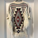 Fadivo NWT Cream Geometric Pattern Poncho O/S Sweater Southwestern Blue Size undefined Photo 2