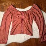 Pink long sleeve lace Corset cropped boatneck top blouse size large NWT Photo 0