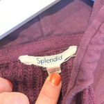 Splendid burgundy hoodie mixed media ribbed arm wool blend M Photo 2