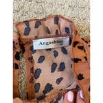 Angashion  Brown & Black Leopard Print Flutter Sleeve Blouse M Photo 3