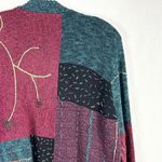 Sigrid Olsen  Sport Medium Petite Cardigan Sweater Beaded Metallic Green Red 1321 Photo 6