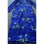 Vintage Cheongsam Long Blue Floral Stone Dress Women’s Sz S Blue Flower Pattern Photo 2