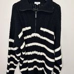 La Ligne x Target Sweater Black Quarter Zip Striped Cable Knit Size 4X NEW Photo 1