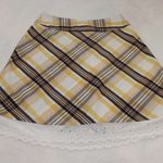 My Michelle  Y2K Brown, Yellow, & White Plaid Eyelet A-line Skirt Photo 1