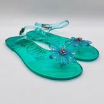 Betsey Johnson Sarai Teal Jelly Flower Sandals Size 10 – New Photo 3