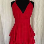 Saints + Secrets Sz M Red Tiered Romper Ruffles Spaghetti Strap V Photo 0