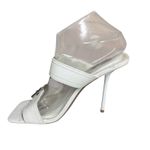 Steve Madden  Joyous Y2K White Double Buckle High Heel Stiletto Sandals Size 7.5 Photo 4