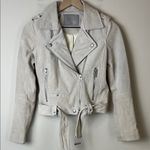 BLANK NYC  Women's Cream Suede Geninue Leather Biker Moto Jacket Photo 2