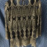 Reba  Elegant Black and Gold Lace Top NWT Photo 1