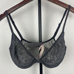 Victoria's Secret Victoria’s Secret Charcoal Sheer Body‎ by Victoria Unlined Plunge Lace Bra 32DD Photo 0