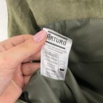 ARTURO Vintage 90s Army Green Suede Leather Grunge Asymmetrical Hem Mini Dress Photo 7