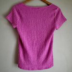 Old Navy  Short Sleeve Square-Neck Pink Textured Fitted Blouse Size Medium Photo 2