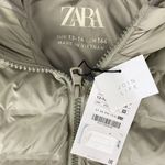 ZARA Tan Sleeveless Zip Up Quilted Puffer Hoody Hood Vest NEW L Photo 2