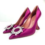 Amina Muaddi  Begum Brooch Pointed Toe Pump Magenta Size 37 NEW Photo 6
