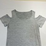 J. Jill Striped Open Shoulder Dress Size Large short sleeve mini shift stripes Gray Photo 1