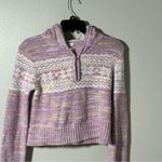 No Boundaries  Women Lavender/White Pullover Sweater Hoodie Cropped size L Photo 2