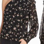 Bardot  Floral Black One-Shoulder Black Sexy Top Ruffled Detail M 8 Photo 0
