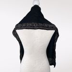 Liz Claiborne Vintage Silk Scarf Black Gray Floral Border 80s 90s Elegant Wrap Photo 4