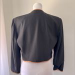 Nina Vintage ‘90s  K Black & Orange Pinstripe Cropped Open Front Blazer Photo 5