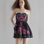 Harper  strapless black floral dress with pockets size small Photo 1