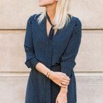 Alexis 💕💕 Noelle Polka-dot Tie-neck Slit Midi Dress ~ Navy Blue XS Photo 3