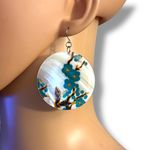 Dress Barn blue floral shell earrings Photo 1