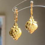 Handmade funky fairy Kawaii y2k retro gold tone strawberry fully stainless steel earrings 🍓 Photo 1