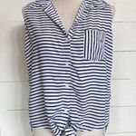 Beach Lunch Lounge Sleeveless Button Up Striped Tie Top sz M Photo 0